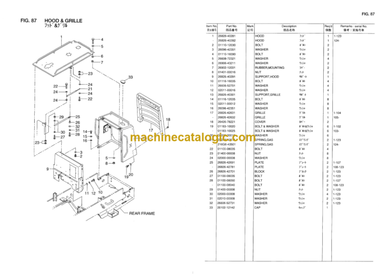 Hitachi LX300-7 Wheel Loader Parts Catalog