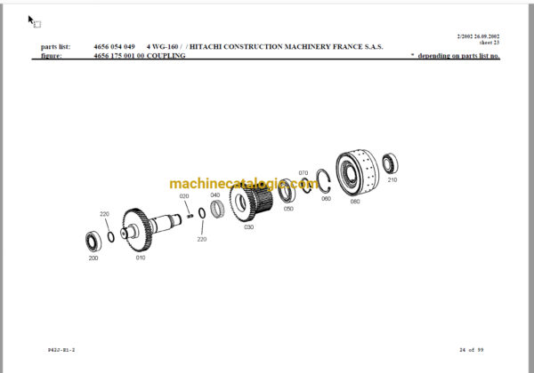 Hitachi LX170E-2 Wheel Loader Full Parts Catalog