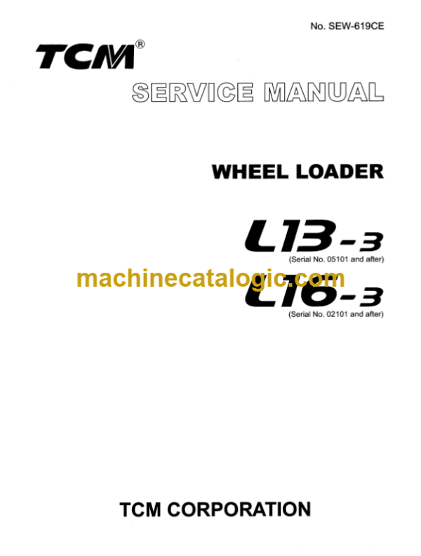 TCM L13-3, L16-3 Wheel Loader Service Manual