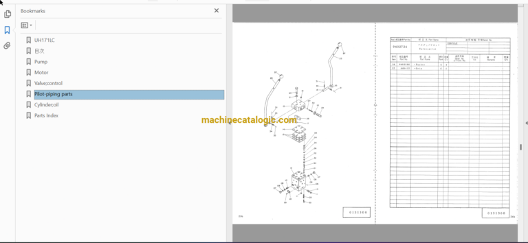 Hitachi UH171,UH171LC Hydraulic Excavator Full Parts Catalog