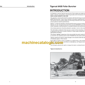 Tigercat L845B Feller Buncher Service Manual