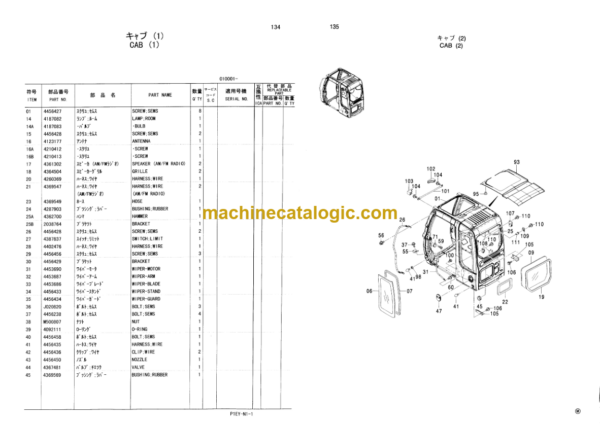 Hitachi ZX95 Excavator Parts Catalog