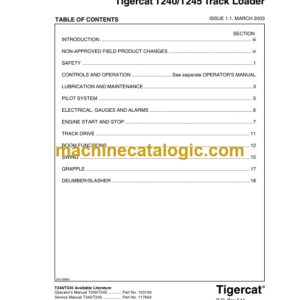 Tigercat T240 Loader Service Manual (240T0105 - 240T0200)