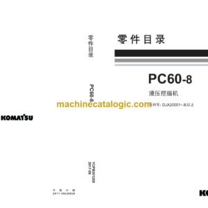 Komatsu PC60-8 Hydraulic Excavator Parts Book (DJA20001 and up)