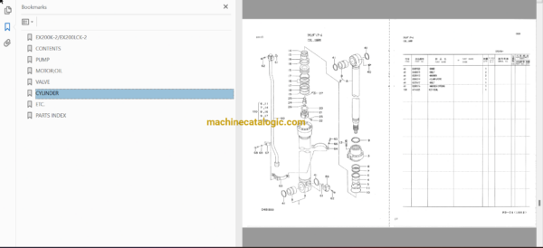 Hitachi EX200K-2,EX200LCK-2 Excavator Full Parts Catalog