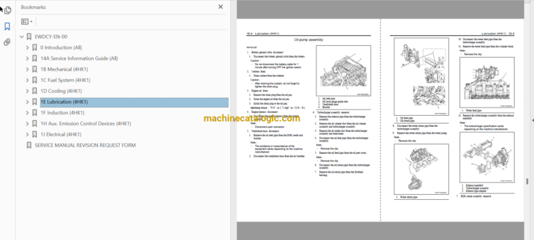 Hitachi 4HK1 GB3 Exhaust Emission Standarts Technical and Workshop Engine Manual