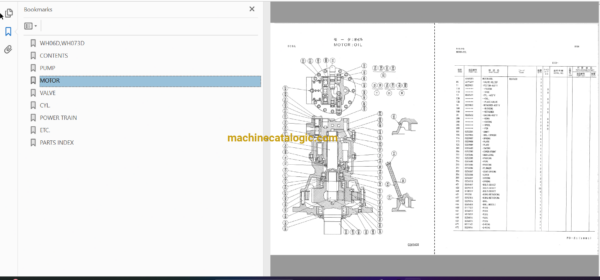 Hitachi WH06D,WH073D Wheeled Hydraulic Excavataor Full Parts Catalog