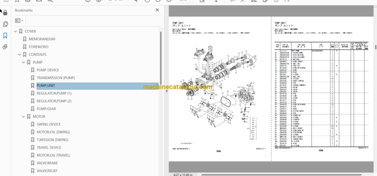 Hitachi ZX240-5G Series Hydraulic Excavator Full Parts Catalog