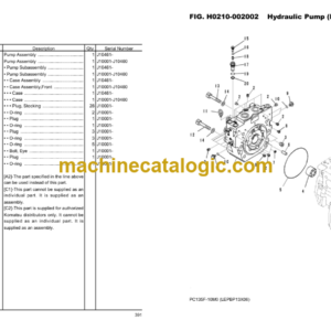 Komatsu PC135F-10MO Hydraulic Excavator Parts Book (J10001 – UP,  J10244 – UP, J10296 – UP)