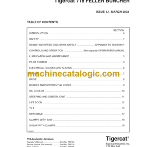 Tigercat 718 Feller Buncher Service Manual (7180101 - 7180400)