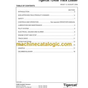 Tigercat T240B Loader Service Manual (240T0201 - 240T1000)