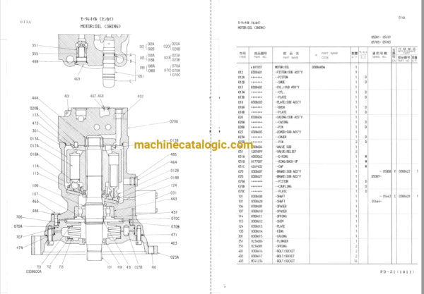 Hitachi EX220,EX220LC Hydraulic Excavator Full Parts Catalog