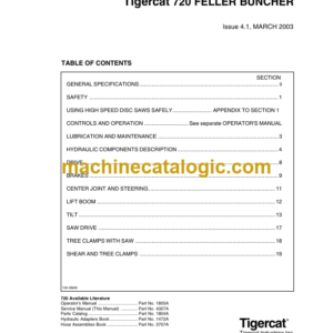 Tigercat 720 Feller Buncher Service Manual (7200101 - 7201660)