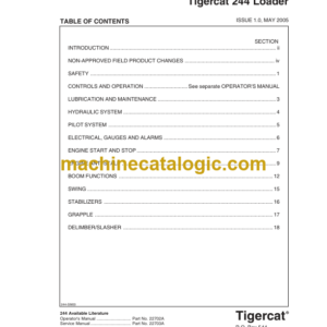 Tigercat 244 Loader Service Manual (2440111 - 2440500)