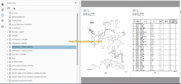 Hitachi ZX75US-5A,ZX85US-5A Hydraulic Excavator Full Parts and Engine Parts Catalog