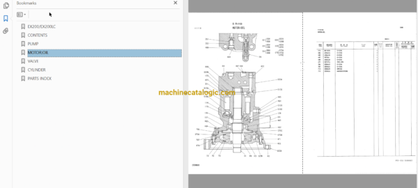 Hitachi EX200,EX200LC Hydraulic Excavator Full Parts Catalog