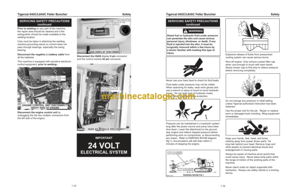 Tigercat 845C, L845C Feller Buncher Service Manual (84511501 - 84512500)