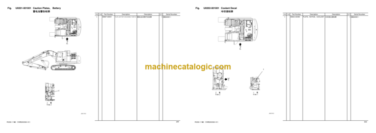 Komatsu PC200-11MO, PC200LC-11MO, PC210-11MO, PC225LC-11MO, PC235HD-11MO Hydraulic Excavator Parts Book (DBDA(B,C,D,E)0001 and up)