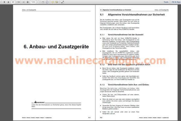 PW140-7, PW160-7, PW180-7, PW200-7, PW220-7 MOBILBAGGER Bedienungs- und Wartungsanleitung INDEX