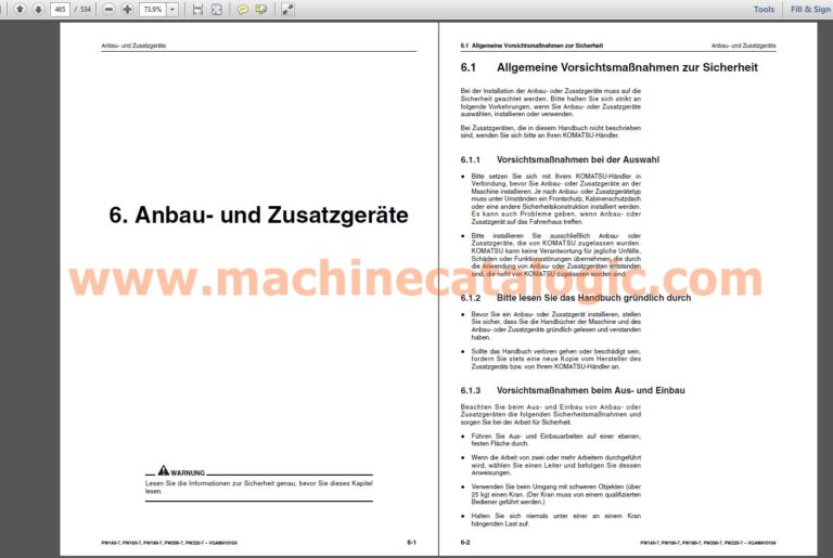PW140-7, PW160-7, PW180-7, PW200-7, PW220-7 MOBILBAGGER Bedienungs- und Wartungsanleitung INDEX