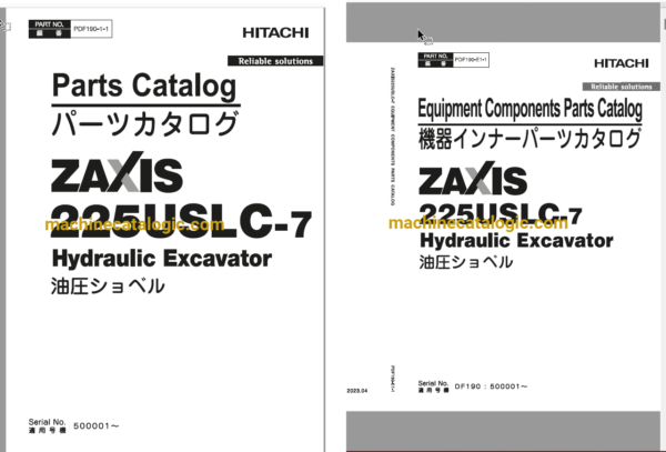 Hitachi ZX225USLC-7 Hydraulic Excavator Full Parts Catalog