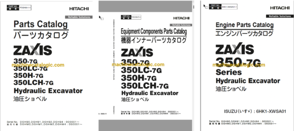 Hitachi ZX350-7G Series Hydraulic Excavator Full Parts and Engine Parts Catalog