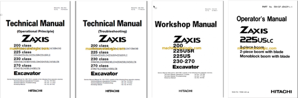 Hitachi ZX225USLC Excavator Technical and Workshop All Manuals