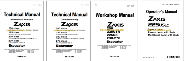 Hitachi ZX225USLC Excavator Technical and Workshop All Manuals