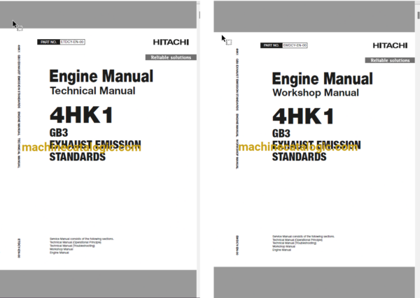 Hitachi 4HK1 GB3 Exhaust Emission Standarts Technical and Workshop Engine Manual