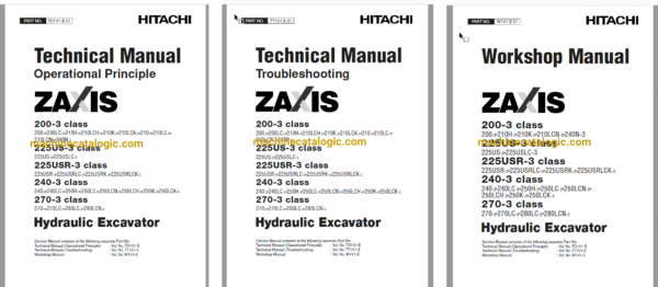 Hitachi ZX200-3Class, ZX225US-3Class, ZX225USR-3Class, ZX240-3Class, ZX270-3Class Hydraulic Excavator Technical and Workshop Manual