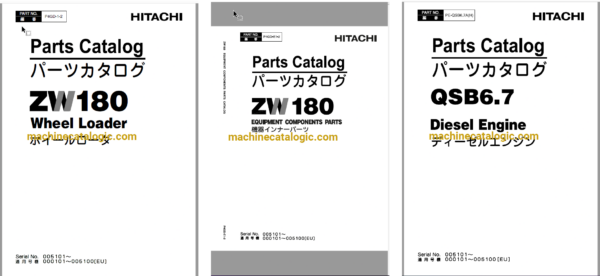 Hitachi ZW180 Wheel Loader Full Parts and Engine Parts Catalog