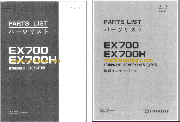 Hitachi EX700,EX700H Hydraulic Excavator Full Parts Catalog