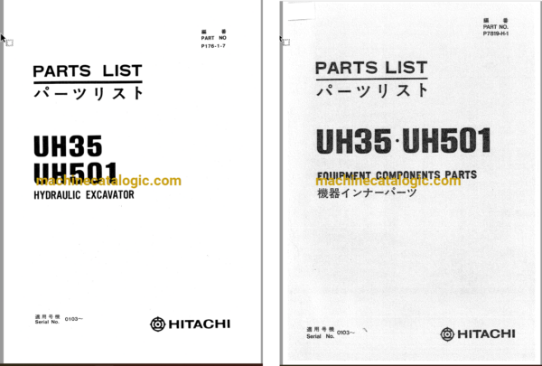 Hitachi UH35,UH501 Hydraulic Excavator Full Parts Catalog