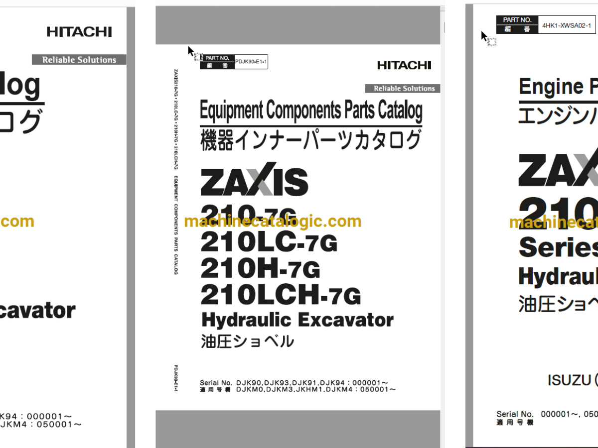 Hitachi ZX210-7G Series Hydraulic Excavator Full Parts