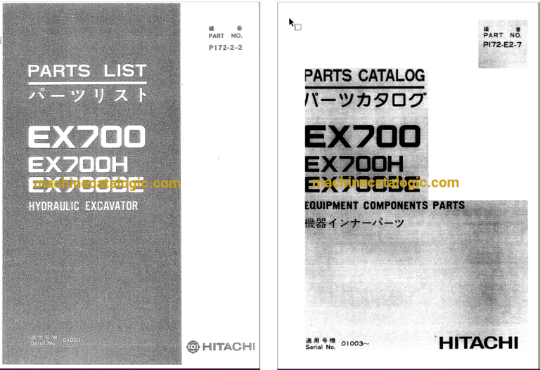 Hitachi EX700,EX700H,EX700BE Excavator Full Parts Catalog