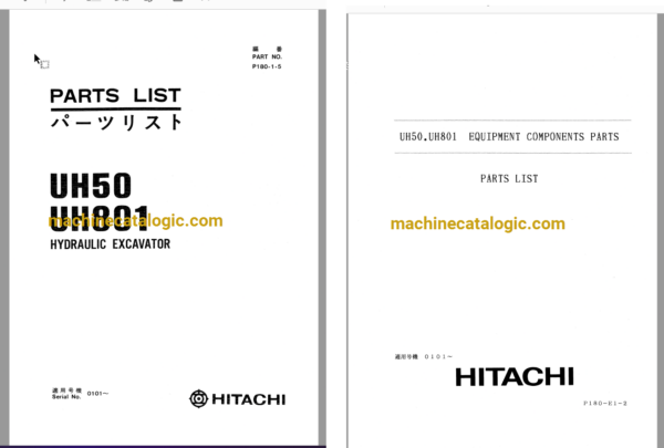 Hitachi UH50,UH801 Hydraulic Excavator Full Parts Catalog