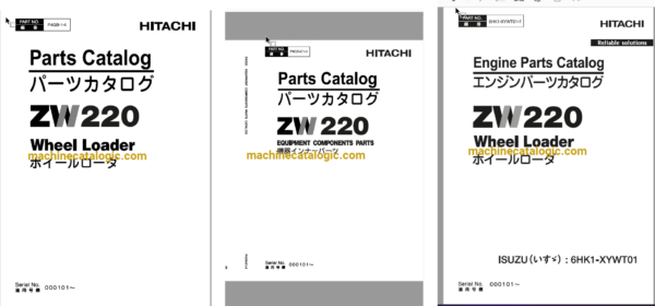 Hitachi ZW220 Wheel Loader Full Parts and Engine Parts Catalog