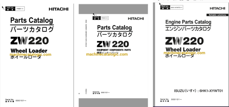 Hitachi ZW220 Wheel Loader Full Parts and Engine Parts Catalog