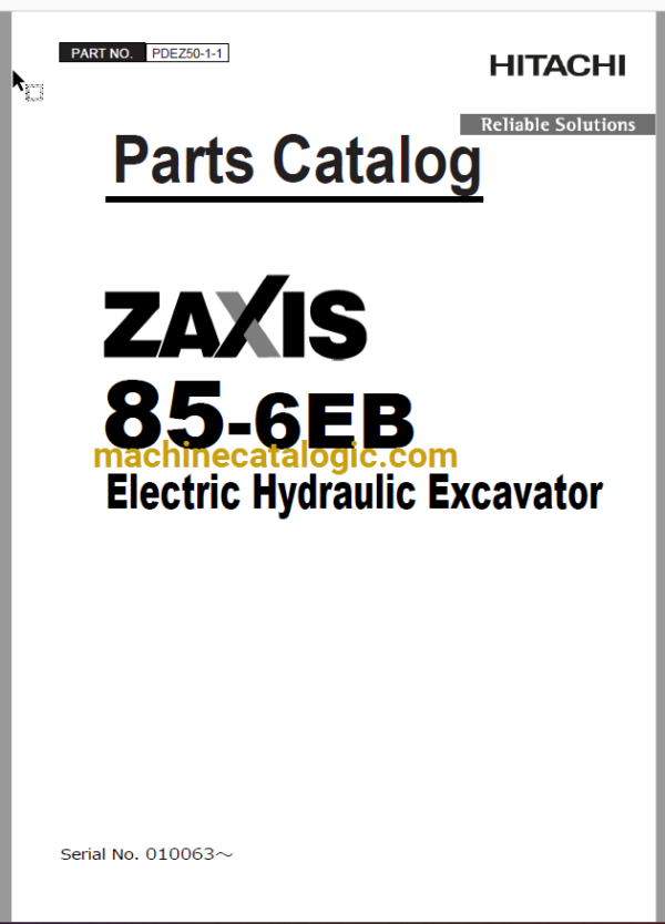 Hitachi ZX85-6EB Parts Catalog