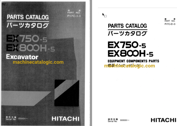 Hitachi EX750-5,EX800H-5 Excavator Full Parts Catalog