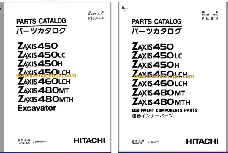 Hitachi ZX450,ZX450LC,ZX450H,ZX450LCH,ZX460LCH,ZX480MT,ZX480MTH Excavator Full Parts Catalog