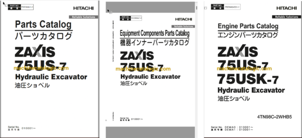 Hitachi ZX75US-7 Full Parts and Engine Parts Catalog