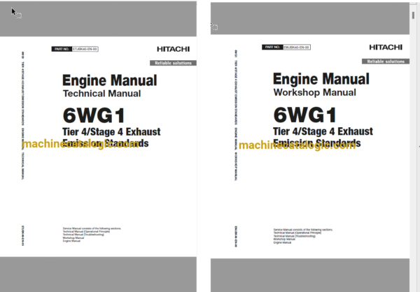 Hitachi 6WG1 Tier 4 Compatible Technical and Workshop Engine Manual