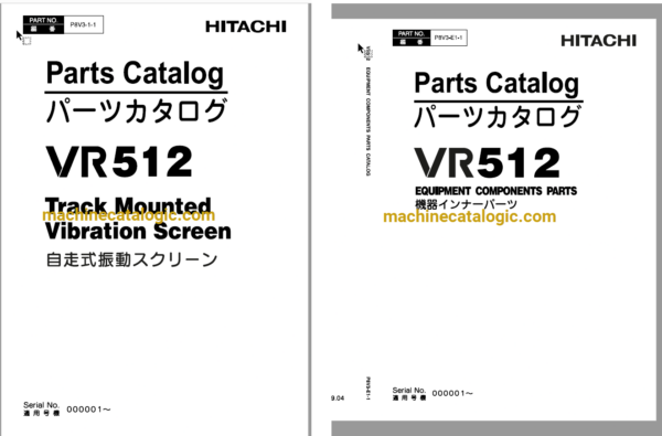 Hitachi VR512 Track Mounted Vibration Screen Full Parts Catalog