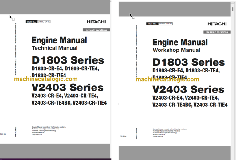 Hitachi D1803 Series, V2403 Series Technical and Workshop Engine Manual