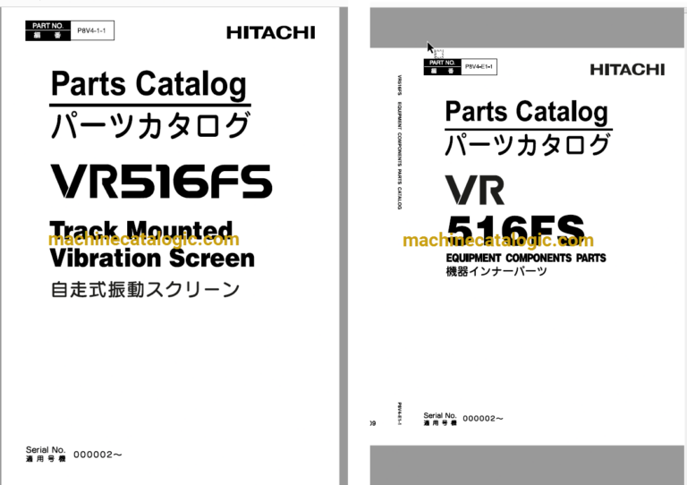 Hitachi VR516FS Track Mounted Vibration Screen Full Parts Catalog