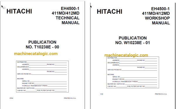 Hitachi EH4500 Technical and Workshop Manual