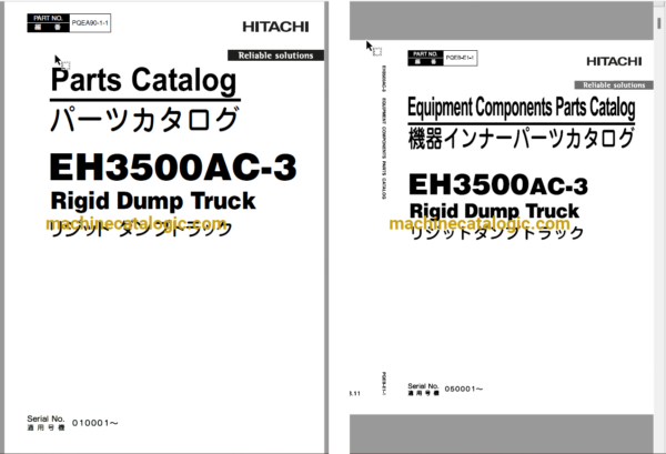 Hitachi EH3500AC-3 Rigid Dump Truck Full Parts and Engine Parts Catalog