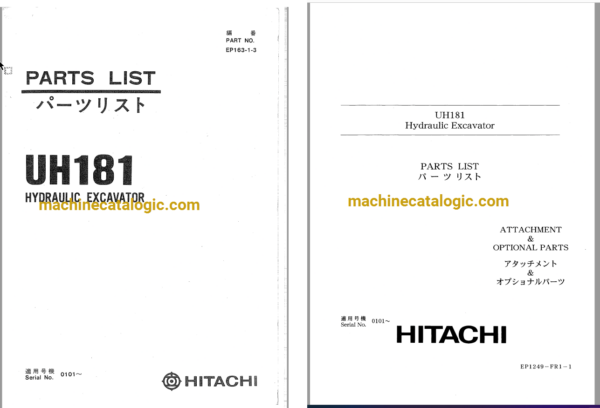 Hitachi UH181 Hydraulic Excavator Full Parts Catalog