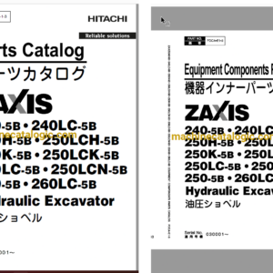 Hitachi ZX240-5B,ZX240LC-5B,ZX250H-5B,ZX250LCH-5B,ZX250K-5B,ZX250LCK-5B,ZX250LC-5B,ZX250LCN-5B,ZX250-5B,ZX260LC-5B Hydraulic Excavator Full Parts and Engine Parts Catalog